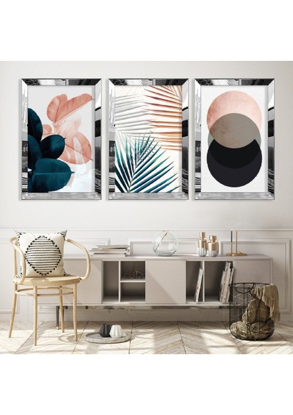 Kolaj Çizim Gümüş Pleksi Kenar Mdf Tablo