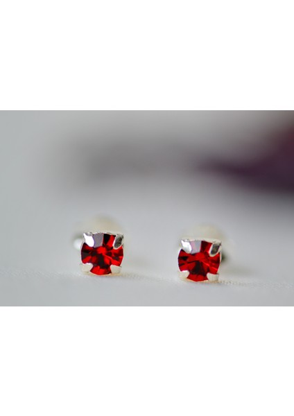 Lal Doğal Taş 925 Ayar Mini Gümüş Küpe modelleri