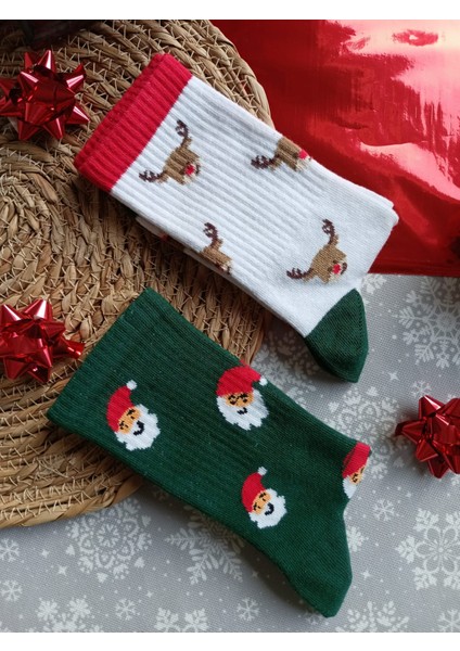 Unisex Noel-Yılbaşı Konsept Çift (Sevgili) Çorap Seti