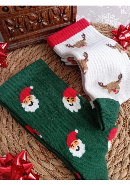 Unisex Noel-Yılbaşı Konsept Çift (Sevgili) Çorap Seti