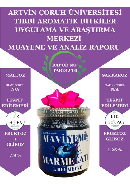 Yaban Mersini Marmelatı Şekersiz 190 gr