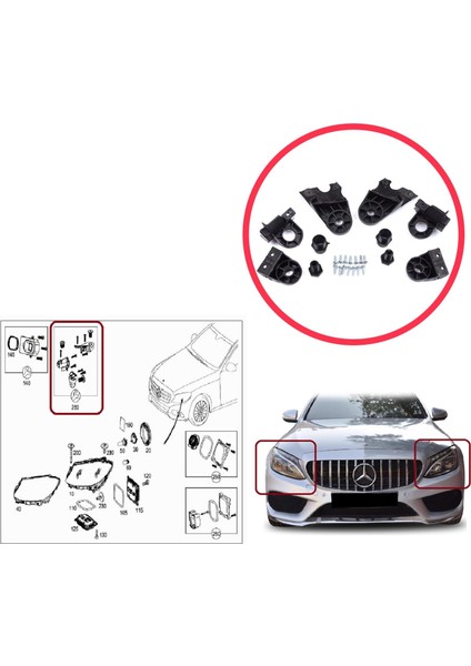 BHL580 Mercedes C Class W205 C205 S205 A205 2013-2023 A2058200514 Için Sağ Sol Ön Far Ayak Tamir Seti modelleri