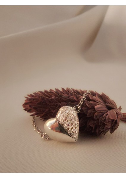 Kalp 925 Ayar Gümüş Bileklik