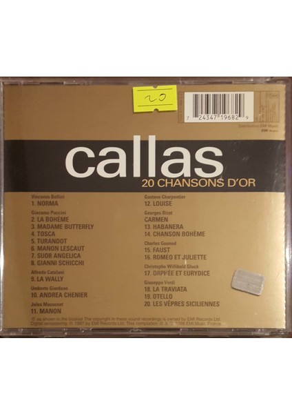 Callas Maria 20 - Chansons D'or CD fiyatları