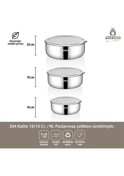 Prime 6 Parça Saklama Kabı Kapaklı