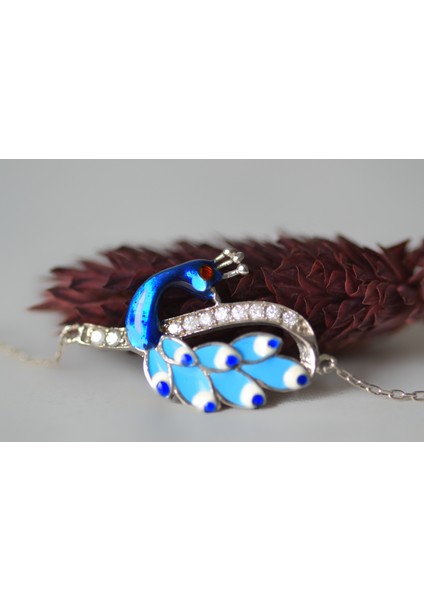 Italyan Tasarım Mavi Tavus Kuşu 925 Ayar Gümüş Bileklik modelleri