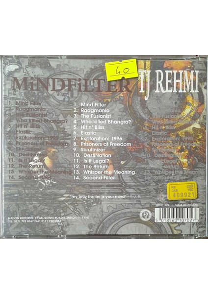 Mindfilter Tj Rehmi CD