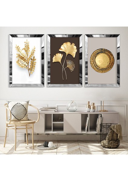 Çiçek Gold Pleksi Kenar Mdf Tablo