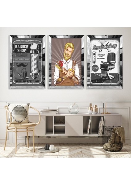 Erkek Berberi Gold Pleksi Kenar Mdf Tablo