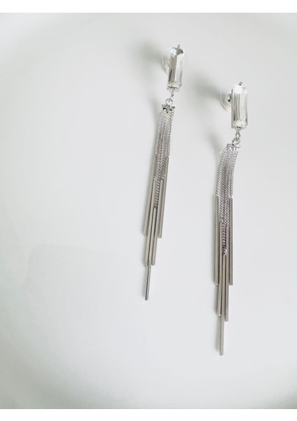 Zirkon Taşlı Zincirli Sallantılı Silver Renkli Küpe fiyatları