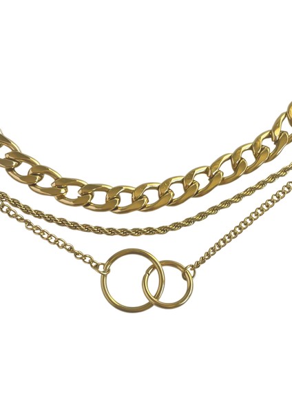 Ortası Halka Gold Üçlü Çelik Bileklik fırsatları