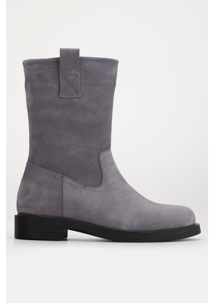 Kadın Deri Süet Bot - Gri Süet