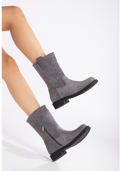 Kadın Deri Süet Bot - Gri Süet modelleri