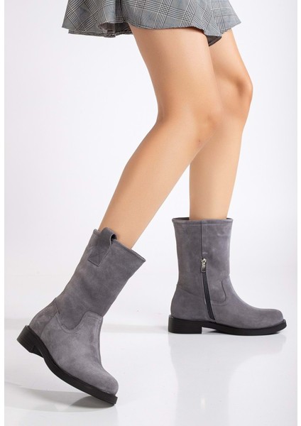 Kadın Deri Süet Bot - Gri Süet fırsatları