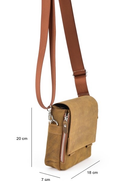 Ziya, Unisex Hakiki Deri Çapraz Çanta 143445Z323 Taba