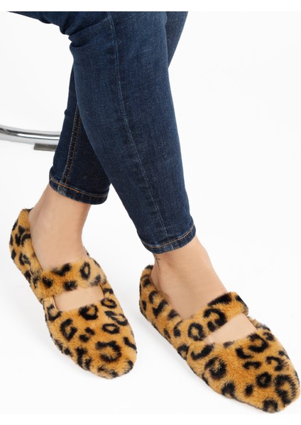 Leopar Ultra Yumuşak Peluş Kadın Ev Babeti Hafif Taban Panduf fiyatları