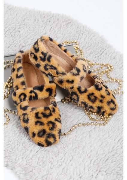 Leopar Ultra Yumuşak Peluş Kadın Ev Babeti Hafif Taban Panduf modelleri