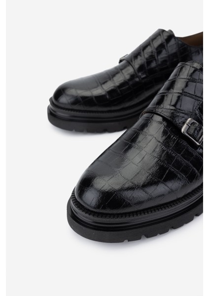 Erkek Hakiki Deri Siyah Kroko Klasik Ayakkabı 537 3511 Erk Ayk SK24-25 Sıyah Kroko modelleri