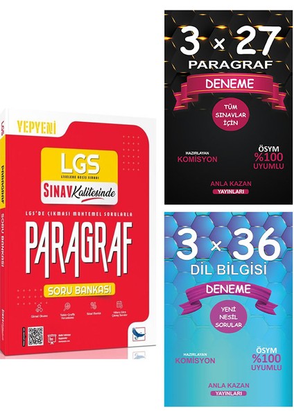 8. Sınıf Lgs Paragraf Sınav Kalitesinde Soru Bankası+Anla Kazan Paragraf + Dilbilgisi Deneme