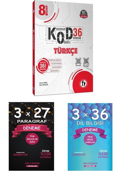 8. Sınıf Türkçe Kod 36 Deneme+Anla Kazan Dilbilgisi+Paragraf Denemesi