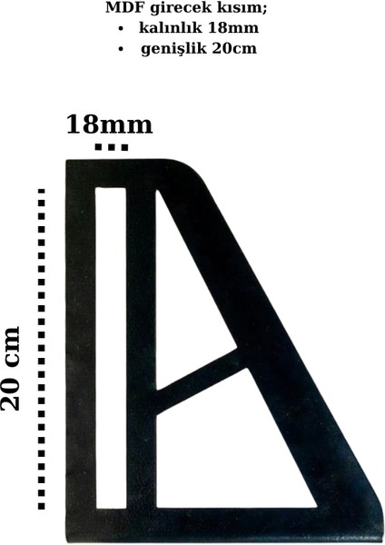 Raf Seti Siyah Renkli, 2 Adet Raf Ayağı + Dubel + Vida + 20 cm. x 70 cm. Mdf