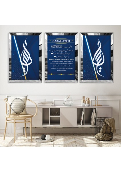Nazar Ayeti Gümüş Pleksi Çerçeveli Tablo