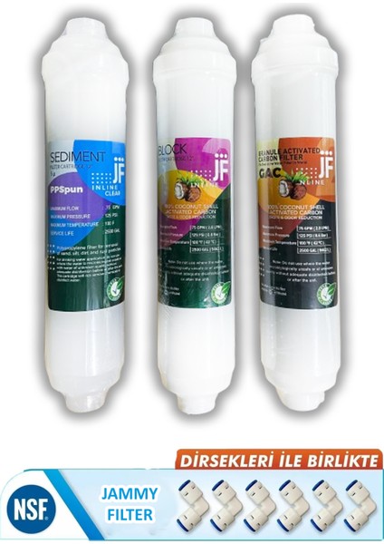 Jammy Filter Coconut Bazlı Kapalı Kasa Su Arıtma Filtresi - 3'lü İnline Set