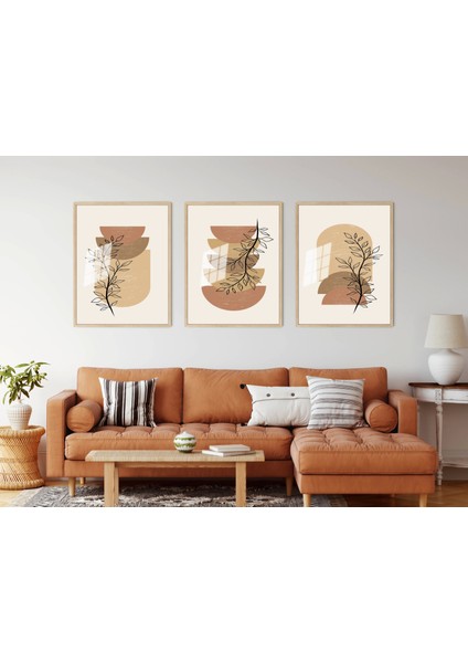 3 Parça Çerçeveli Dekoratif Boho Ahşap Tablo Seti Bestablo