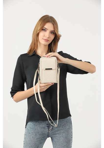 Kadın Çapraz Askılı Telefon Bölmeli Cüzdan Çanta