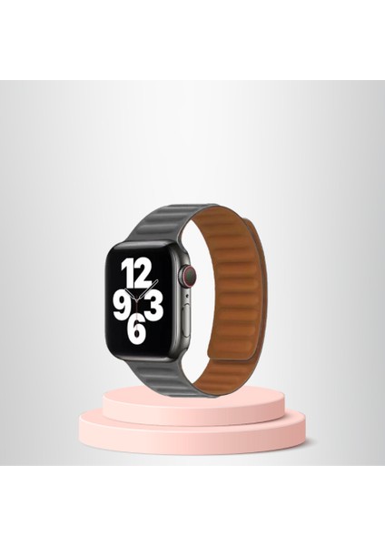 Apple Watch 42/44/45MM Uyumlu Ince Dokuma Mıknatıslı Kordon Gri