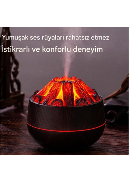 Humidifier Ultrasonik Hava Nemlendirici Aroma Difüzörü LED Işıklı 300ML Buhar Makinesi Koku Yayıcı Oda Nemlendirici Ateş Efektli