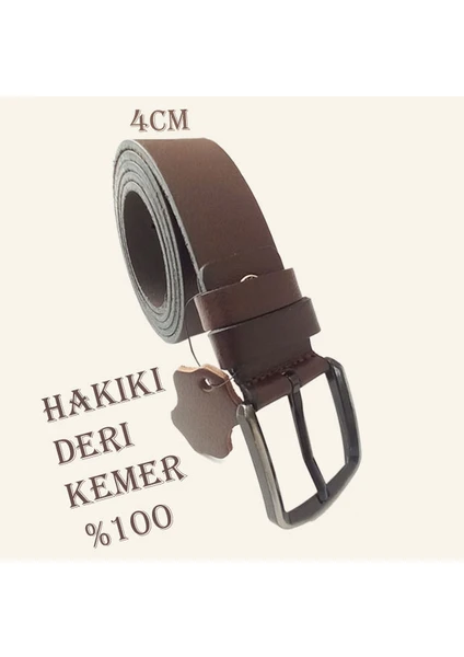 Kahverengi Erkek %100 Hakiki Deri Kemer 4Cm