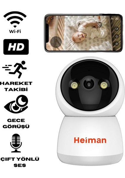 HM-428 Akıllı Wifi Kamera 3mp Ptz Hareketli Bebek Bakıcı Kamerası Iç Mekan -App Kontrol Ip Güvenlik Kamerası