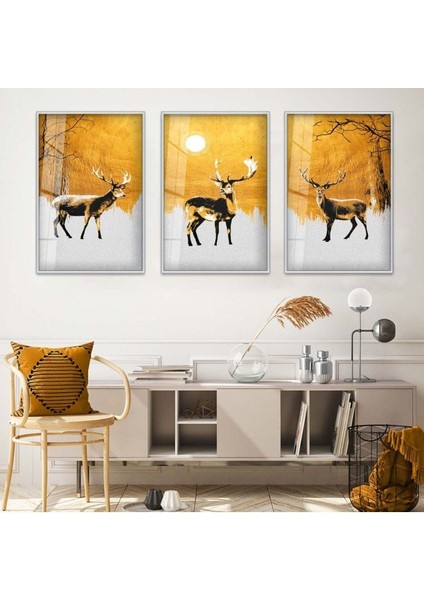 GEYİK 3'LÜ METAL ÇERÇEVELİ CAM TABLO SETİ