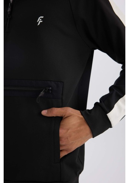Fit Standart Fit Fermuarlı Dik Yaka Skuba Dalgıç Kumaş Cepli Sporcu Sweatshirt X9124AZ24AU