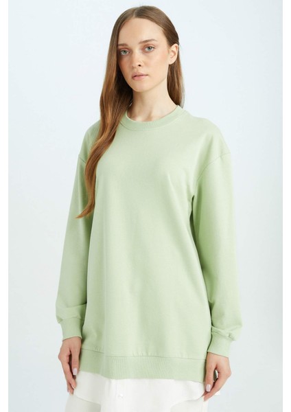 Regular Fit Bisiklet Yaka Basic Düz Sweatshirt Tunik A9529AX24AU