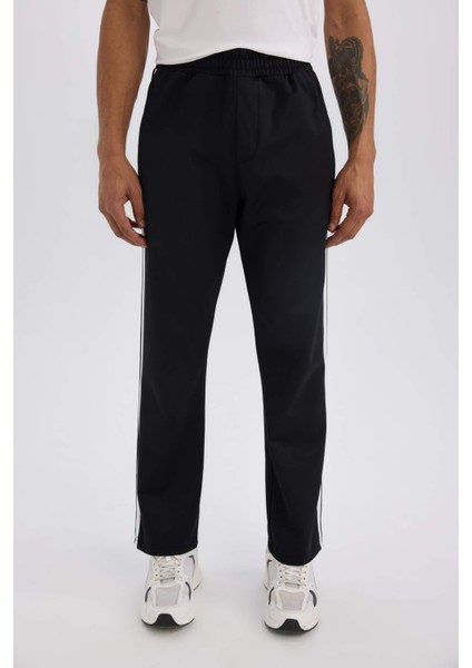 Fit Sporcu Jogger Eşofman Altı Standart Fit Standart Paça Skuba Dalgıç Kumaş Beli Lastikli Düz Paça E3932AX24WN