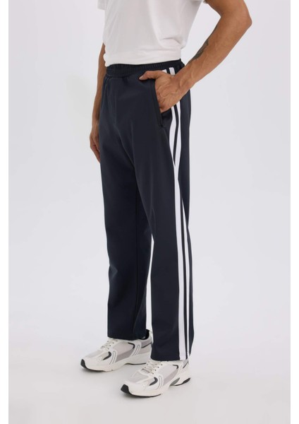 Fit Sporcu Jogger Eşofman Altı Standart Fit Standart Paça Skuba Dalgıç Kumaş Beli Lastikli Düz Paça E3932AX24WN