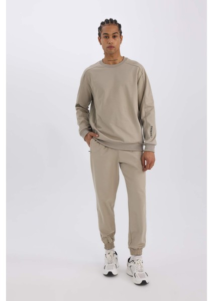 DeFactoFit Standart Fit Bisiklet Yaka Baskılı Pike Sweatshirt C9185AX24AU