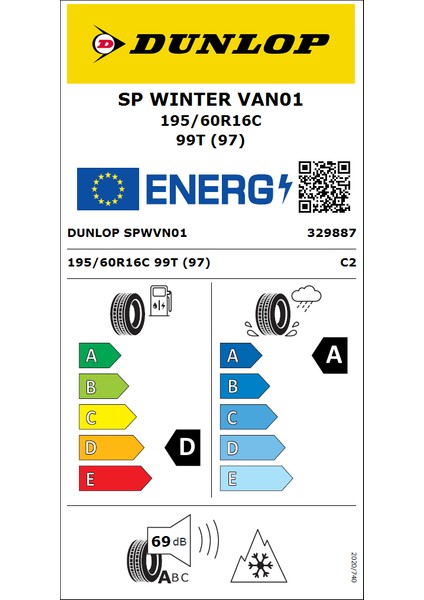 195/60 R16C 99T 6pr Sp Winter Van 01 Hafif Ticari Oto Kış Lastiği (Üretim Yılı:2024)