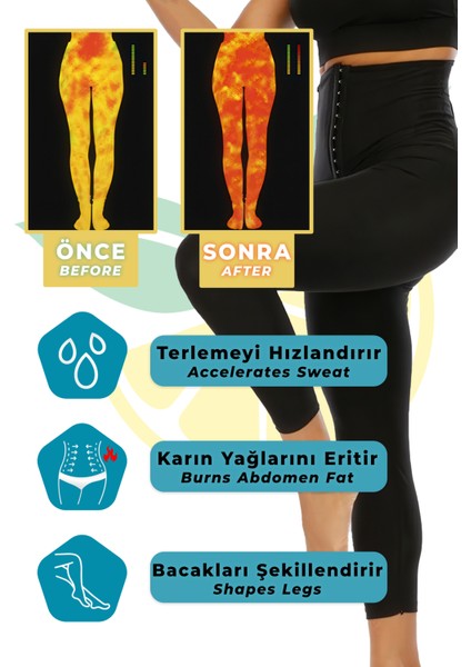 Sauna Agraflı Tayt - 3 Sıra Ayarlanabilir Agraf, Terleme Artırıcı, Göbek Toparlayıcı, Bel ve Bacak Inceltici, Termal, Spor ve Egzersiz Için (Mulu) fiyatları