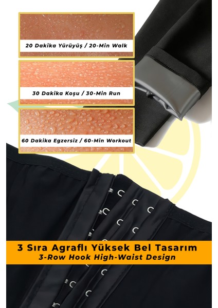 Sauna Agraflı Tayt - 3 Sıra Ayarlanabilir Agraf, Terleme Artırıcı, Göbek Toparlayıcı, Bel ve Bacak Inceltici, Termal, Spor ve Egzersiz Için (Mulu) modelleri
