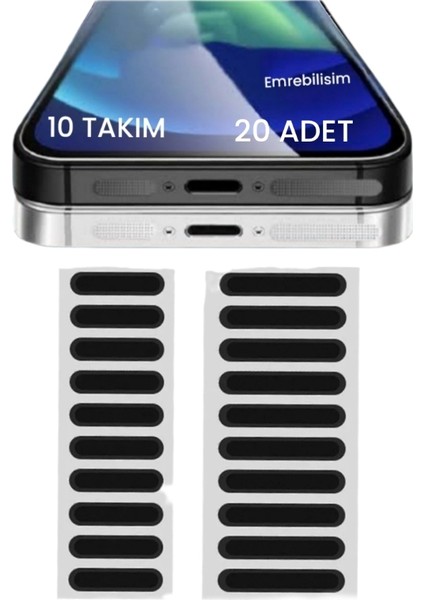 Emre Bilişim 10 Takım 20 Adet Cep Telefonu Hoparlörü Için Toz Önleyici Sticker-Telefon Hoparlör Koruyucu 1.6 Cm-2.2 cm