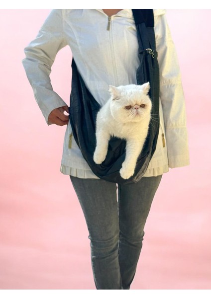 Kedi Taşıma Çantası Siyah Suni Deri Su Tutmaz Kumaş