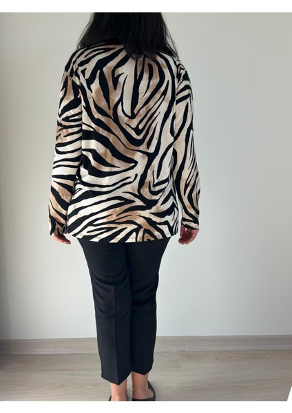 Kadın Büyük Beden Örme Leopar Baskılı BLUZ-BGB77 fırsatları
