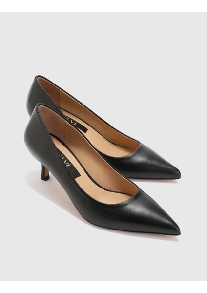Tromso Hakiki Deri Kadın Siyah Topuklu Ayakkabı modelleri
