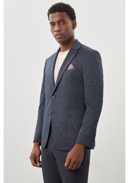 Koyu Lacivert Desenli Örme Mono Yaka Astarsız Esnek 6 Drop Slim Fit Casual Ceket 1002245159 fiyatları