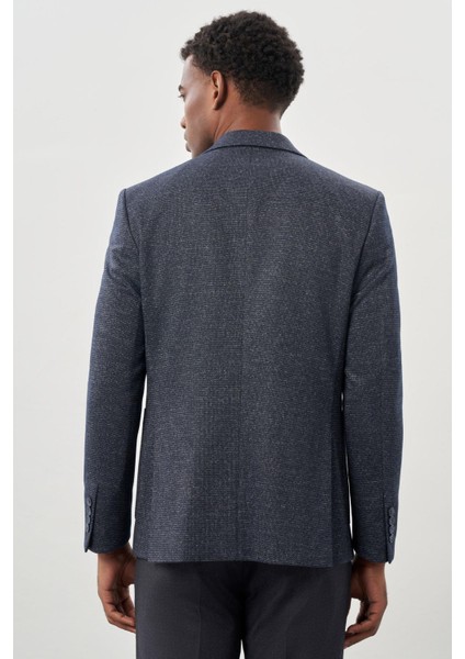 Koyu Lacivert Desenli Örme Mono Yaka Astarsız Esnek 6 Drop Slim Fit Casual Ceket 1002245159 indirimleri