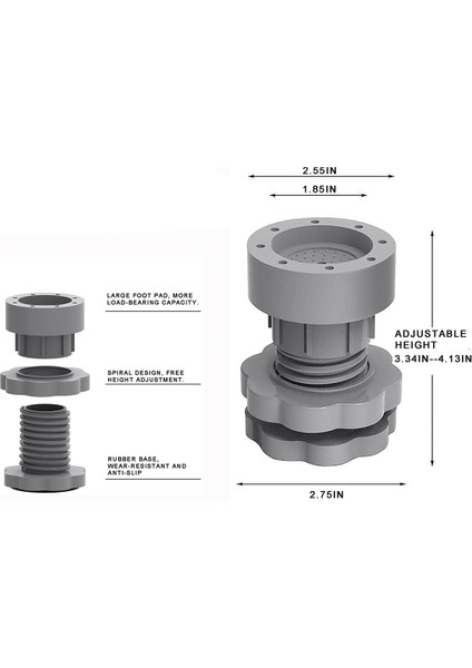 Çamaşır Makinesi Desteği Için Anti Titreşim Pedleri, Ayarlanabilir Kurutma Makinesi Şok ve Gürültü Önleyici Pedler, Çamaşır Makinesi Ayak Pedi 8 Adet (Yurt Dışından) indirimleri