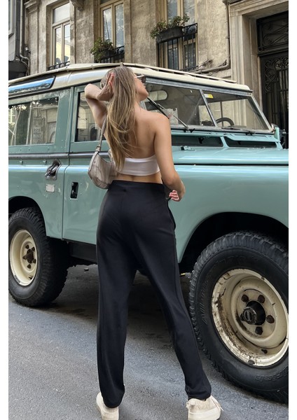 Siyah Pensli Yüksek Bel Krep Pantolon indirimleri